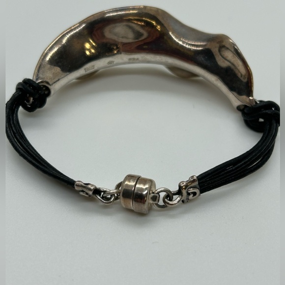 Hagit Gorali Sterling and Black Spinel Leather Bracelet - Picture 6 of 9